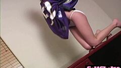 Teen blonde engages in panty play, licking and fingering her tight pussy passionately