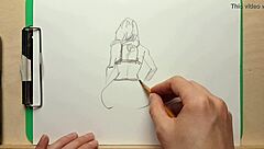 pencil drawing of a sexy girl in panties