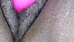Miss Chocolate uses dildo to masturbate and squirt her big ebony ass.