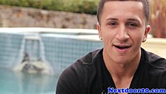 Muscular hunk enjoys solo relaxation