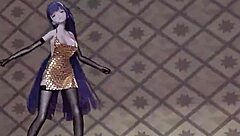 Mei's seductive stockings and garter belt in motion