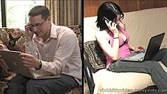 Amateur teen Roxie gets fucked doggystyle by webcam daddy.