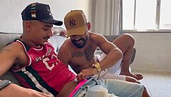 Boy catches us and joins for gay fun