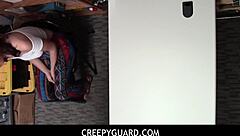 Bella Rolland's seductive POV strip show in a back office
