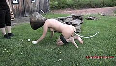 redhead girl spreads legs wide for toys and blowjob