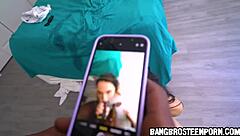 the biggest cock she's ever sucked deepthroat interracial with cute babe