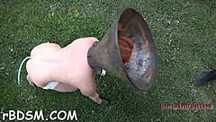 redhead girl spreads legs wide for toys and blowjob