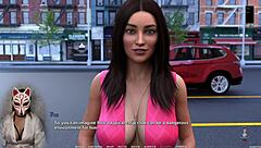 Cartoon babe gets a handjob in the open air