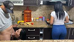 Why are my two hot stepmoms cooking in bikinis to feed me their meat?