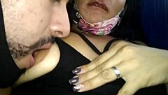 Big ass babe enjoys oral and pussy play in a public setting