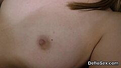 flirtatious kitten finger fucks tight vulva until she is cumming