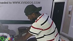 Ebony lady with big ass gives blowjob and cumshot after horny pickup