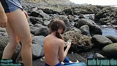 Piss play leads to intense head and sex on the beach