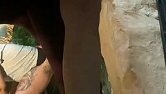 Island Boy Sucks Big Black Cock Outdoors Boldly