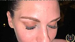 Aria Khaide swallows sloppy cum from monster cock outdoors