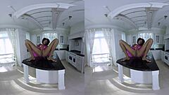 chocolate candy girl spreads close up on desk in vr