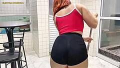 A Brazilian maid with a big ass surprises with her sexy shorts