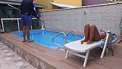 Blonde amateur enjoys a hardcore poolside romp with a stranger