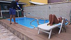 Pool Cleaner Fucks Blonde Wife!