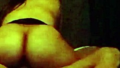 Amateur curvy Latina MILF rides dildo intensely