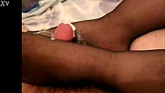 Amateur footjob with nylons and pantyhose