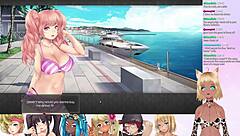 Milf VTuber NeKo and friends explore dating simulator in lingerie