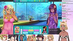 Milf VTuber NeKo and friends explore dating simulator in lingerie