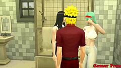 Naruto's wild adventure with inflata and sakura in the bayo