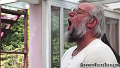 ho gets jizzed by old cock outdoors