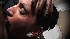 European mature woman in latex engages in sexual activities