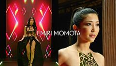 Tiny blonde runway model christy poses for blacked shoot.