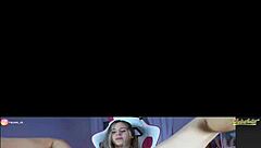 The webcam girl, a 30-year-old babe and teen, performs intensely on camera