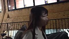 Tall Asian babe bent over for hardcore doggystyle cumshot