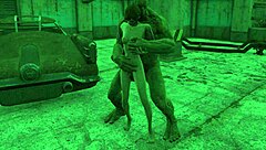 in fallout 4, sexy brunette gets good fuck from mutant with monster cock