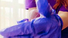 asmr handjob in gloves with massive cum close-up