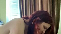 redhead slut bitch loves sucking cock closeup