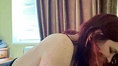 redhead slut bitch loves sucking cock closeup