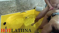 latina lauren from medellin has unprotected sex with stranger in shower, bent over and cowgirl.