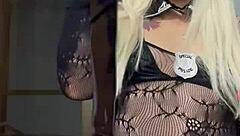 Is Sexy Blonde Pornstar Alina Modelista Ripping Clothes for Femdom Striptease?