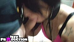 This naughty latina gives a deep blowjob outdoors in public POV 😏