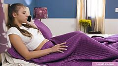 Teen Hides Under Blanket Licking Girlfriend's Hairy Cunt!