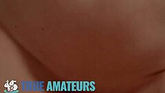 big tit blonde strokes cock and sucks it deep!