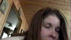 Busty Brunette Uses Vibrating Wand For Orgasm Then Gets Cum Covered!