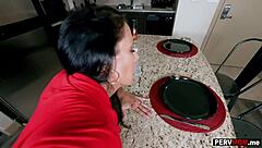 Busty Stepmom’s Viral Kitchen POV Stuns Me!