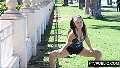 hey, watch this teen finger herself in public