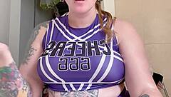 Curvy fat tattooed woman humiliates with toilet paper dirty talk