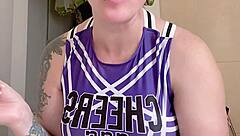 Curvy fat tattooed woman humiliates with toilet paper dirty talk