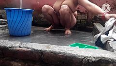 i'm watching my nangi wife milf bathe. hairy indian tits boobs pussy.