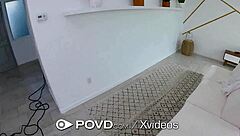 Bubbly girl fucking casting dick in POV with vibrator?