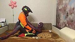 Gay Spiderman Hooks Up with Motocross Rider!